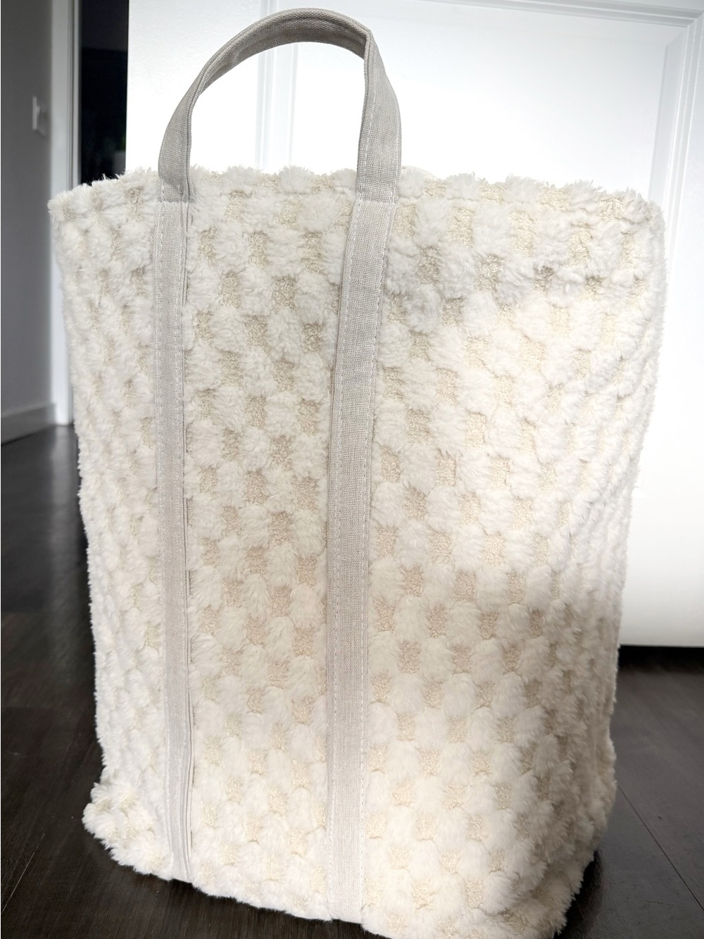 Plush Cream Sherpa Storage Basket